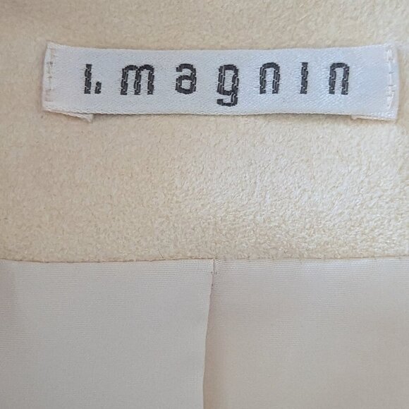 Vintage I. Magnin Ivory Suede Blazer Size 16 Notched Collar Button Down‎ - Picture 6 of 10